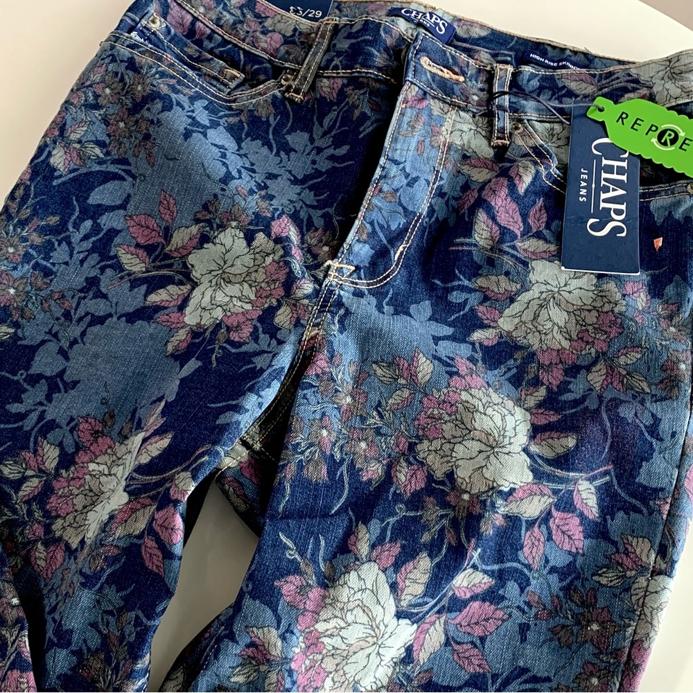 New Chaps Floral Stretch Denim Jeans - Picture 7 of 13